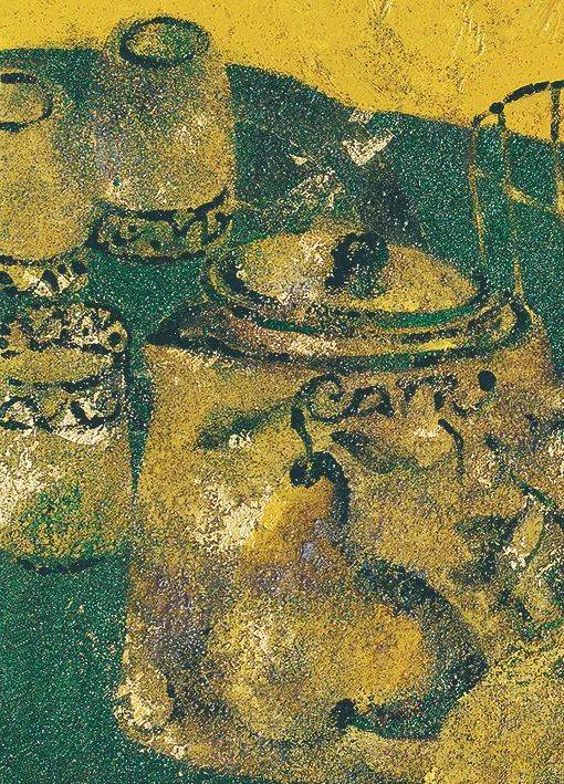 胡明哲 | 岩彩静物画技法连载(二)_颗粒_部分_底色