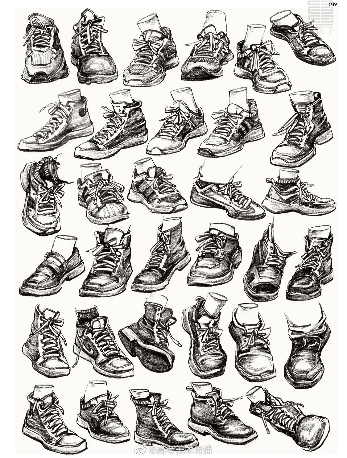脚怎么画？一组案例教你正确素描画脚+鞋子-普画网