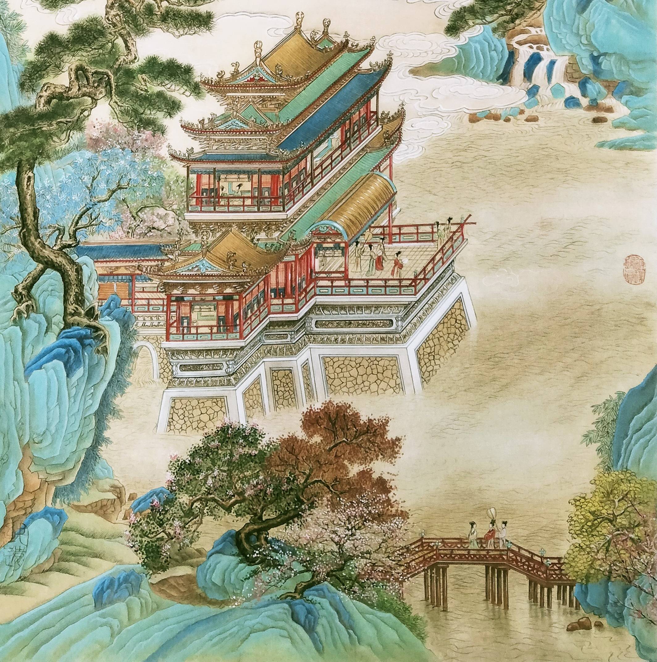 界画寒江---工笔界画 《南飞雁》,《云溪仙馆》