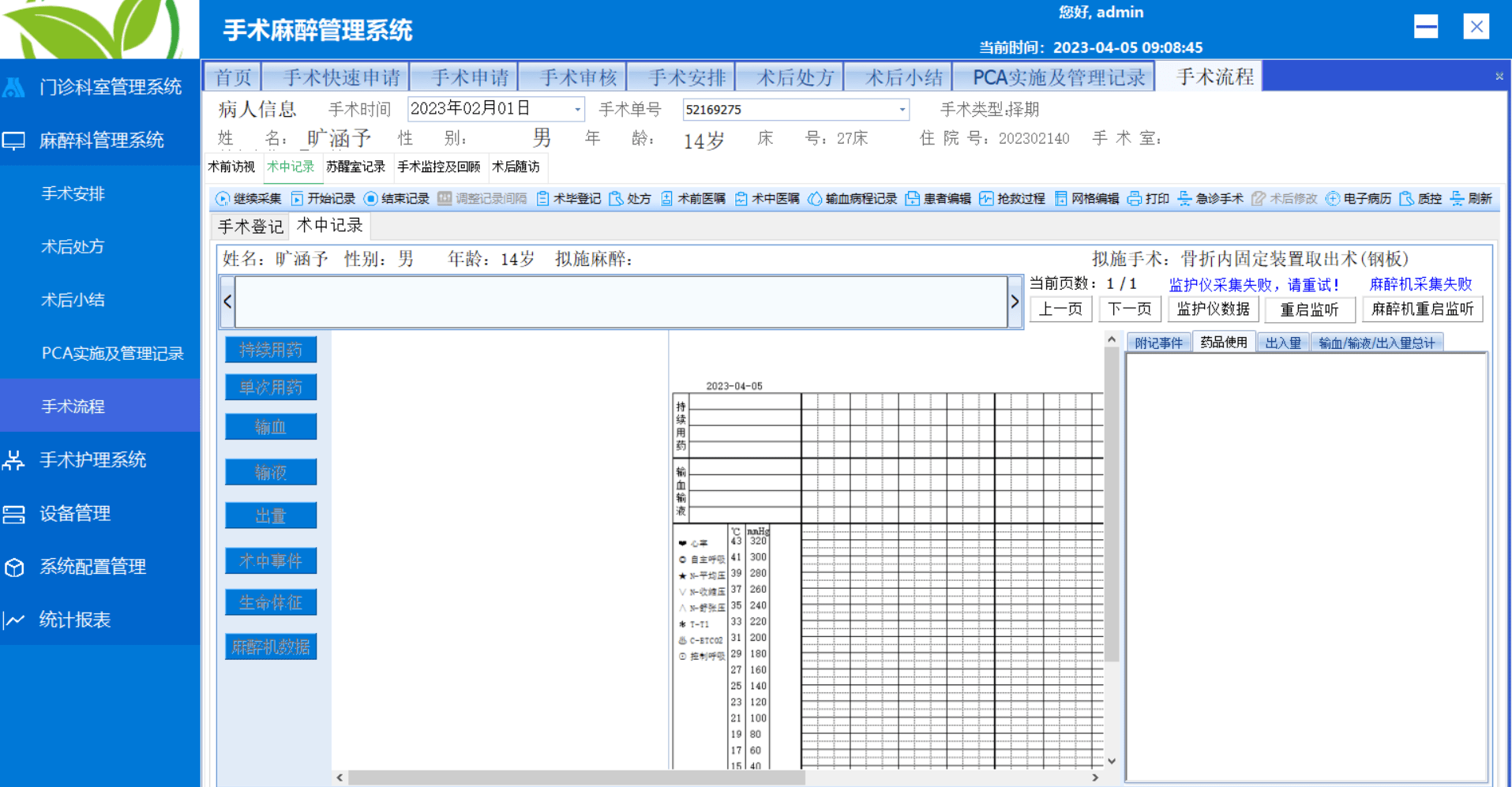 手術排班,術前訪視,麻醉計劃,安全核查,病歷瀏覽,體徵監測,麻醉記錄