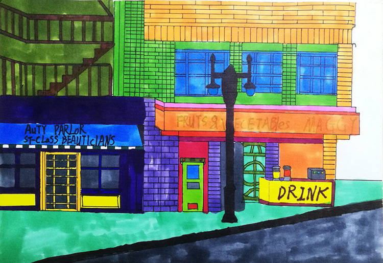 走进《少儿画苑》儿童画,一起畅游街头巷尾!_街景_画面_来源