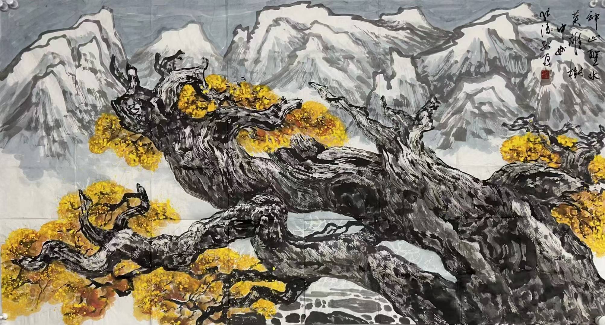 双大红袍艺术家,水墨重彩胡杨开创者 画家张凌超作品鉴赏_中国_研究