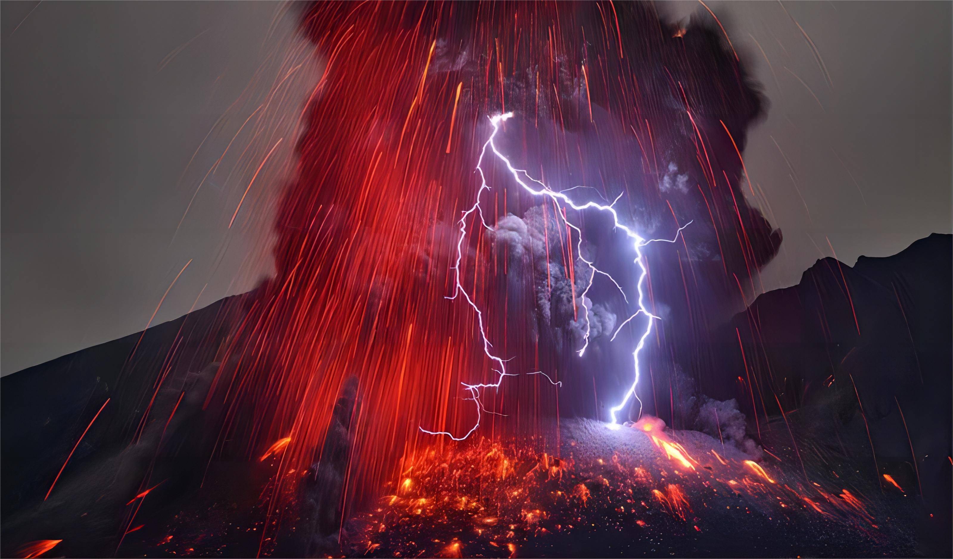 神奇的自然现象 火山喷发中的闪电奇观