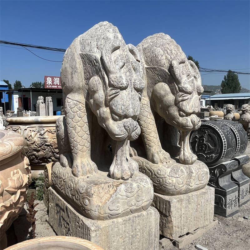 石雕吸水兽青石仿古做旧看门石摆件户外门墩门口景观园林装饰_又名