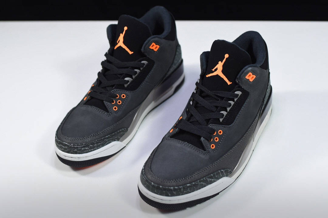 乔丹air jordan 3 retro fear aj3 深灰恐惧篮球鞋_黑色_全橙_亮点