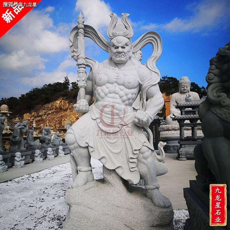 寺庙门神石雕哼哈二将雕塑_艺术_英雄_传统