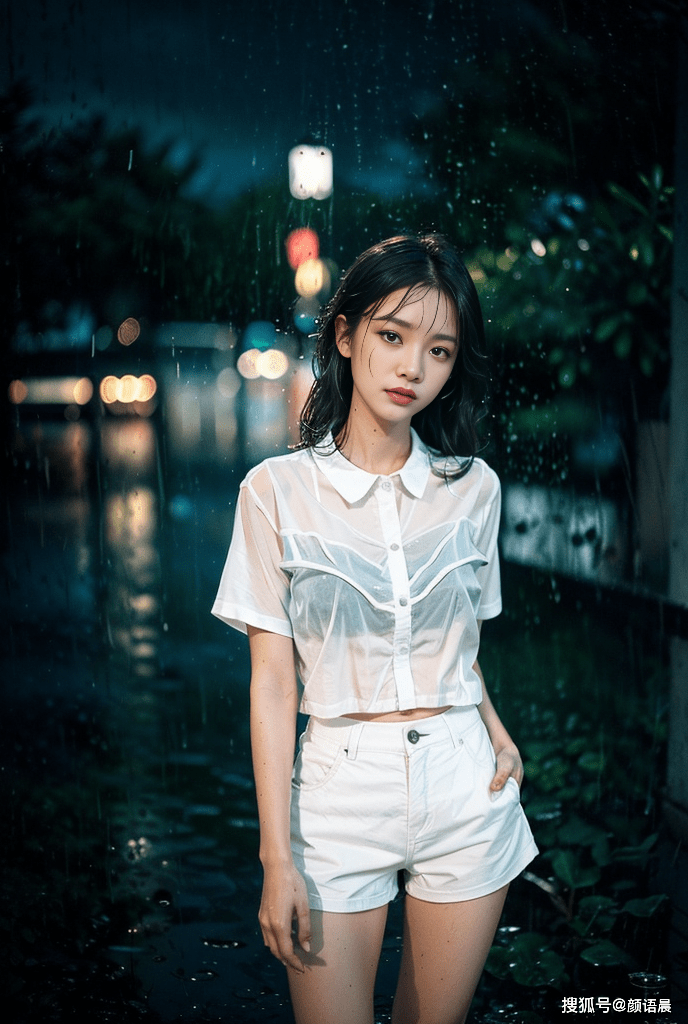 高清美女壁纸,夜拍雨中的美丽小姐姐,秀出别样美感_城市_魅力_发丝