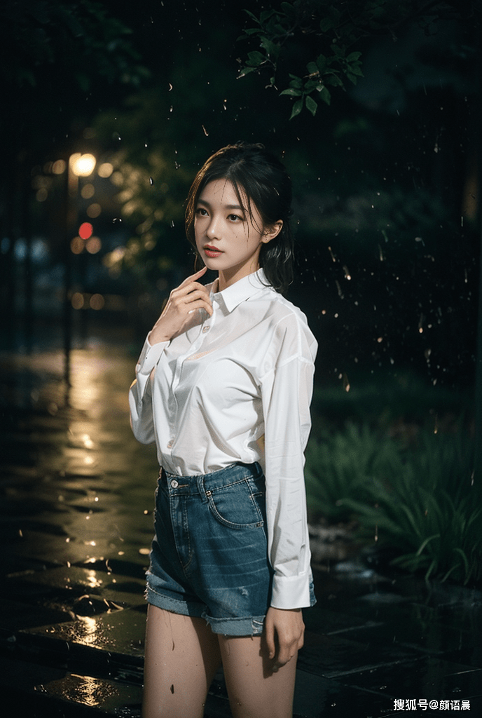 高清美女壁纸,夜拍雨中的美丽小姐姐,秀出别样美感_城市_魅力_发丝