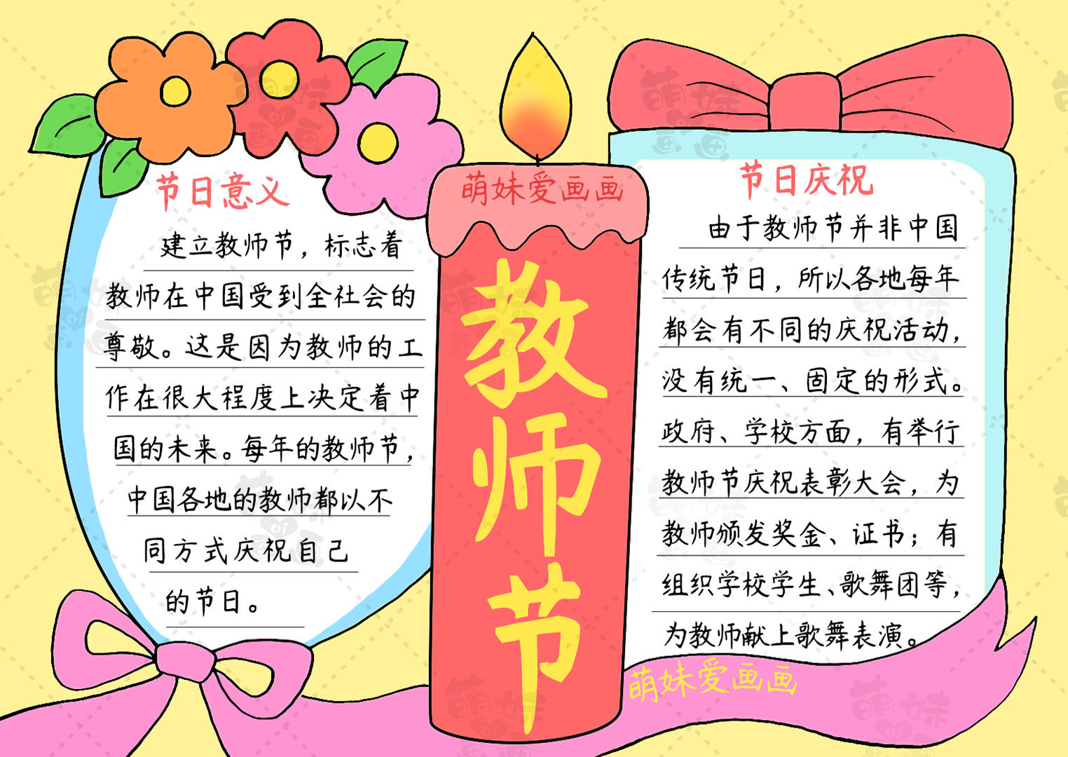 原创            含文字内容的2023教师节手抄报及主题画合集，简单好看