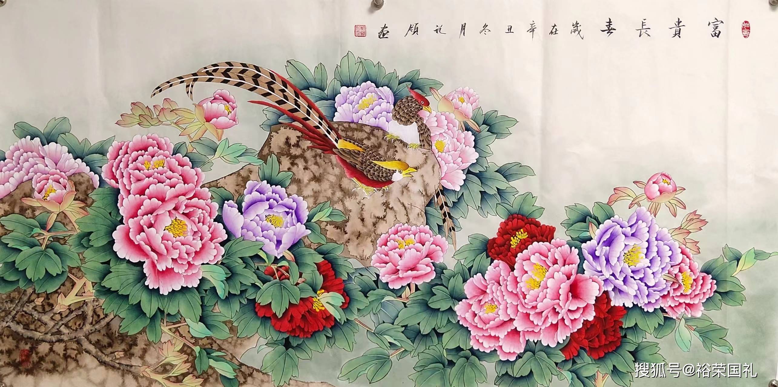 胡记领老师国画作品色彩典雅，写意画笔墨奔放_手机搜狐网