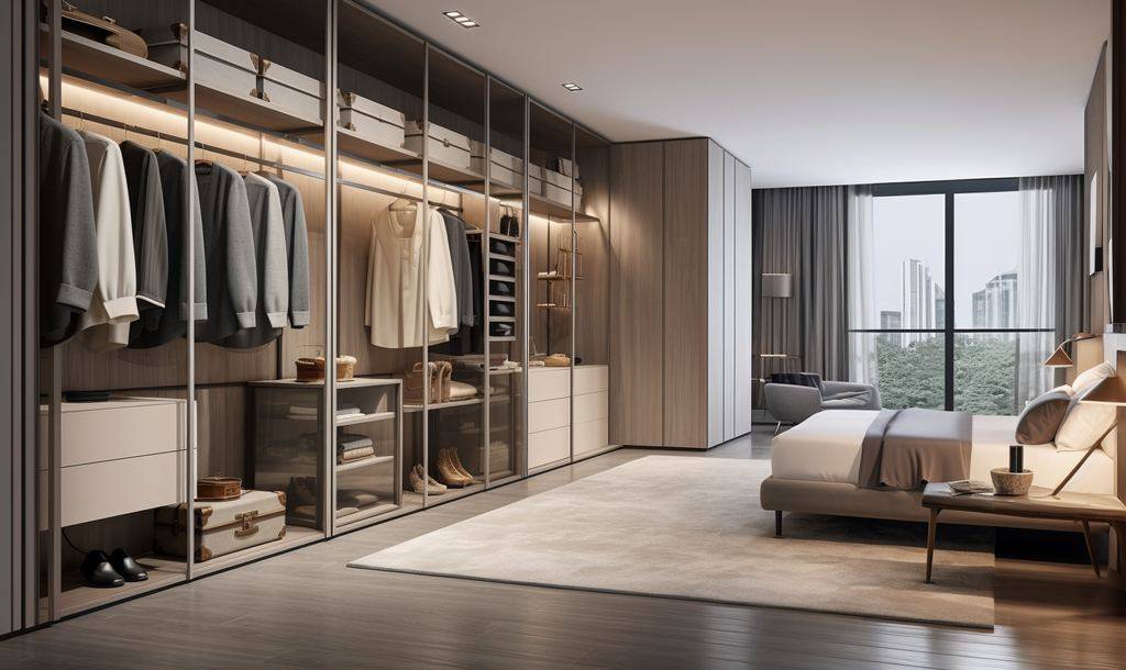 雾霾蓝轻奢风格定做简易衣柜收费,广州市服饰储存衣柜定做收费分享!