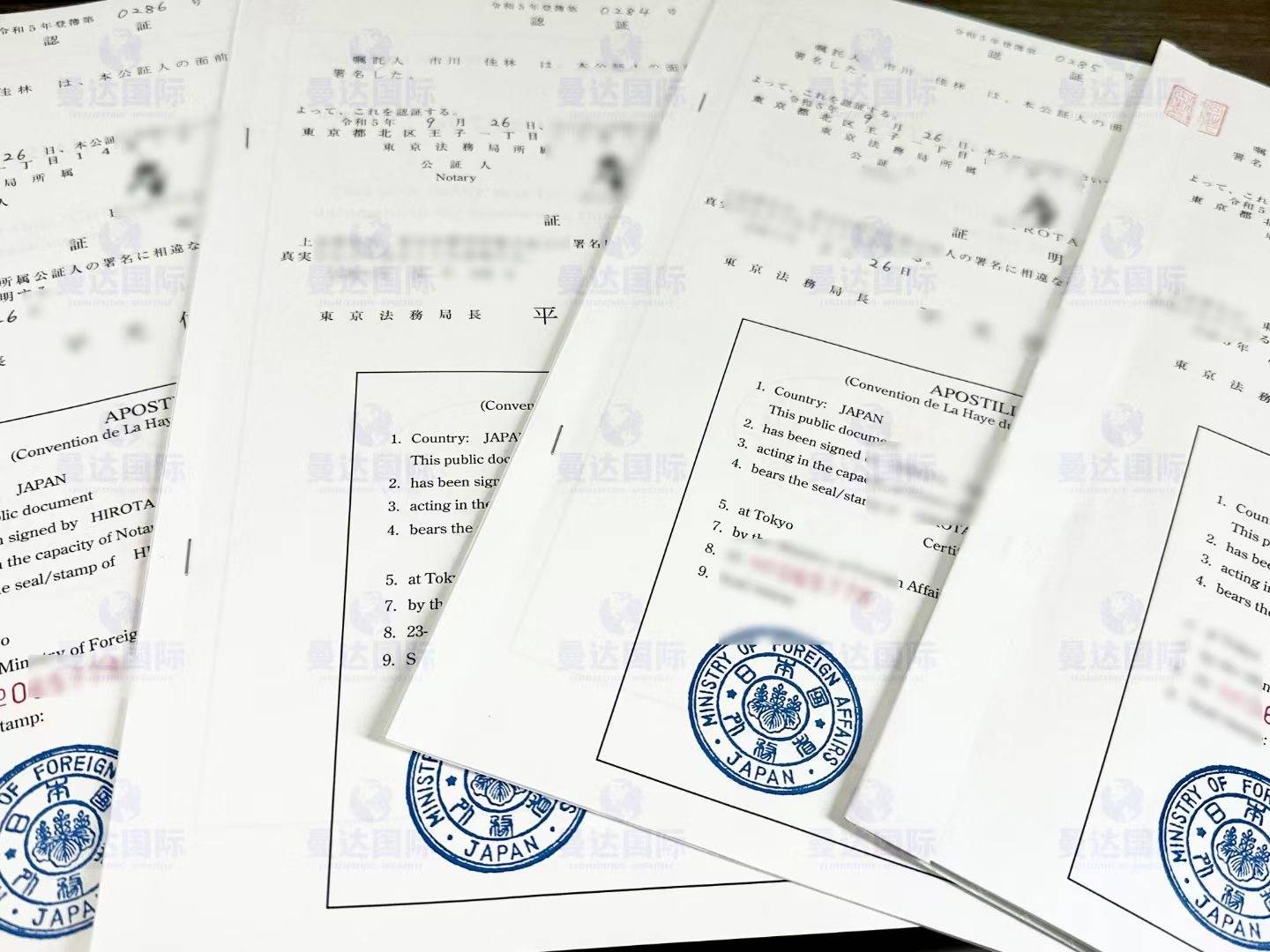 日本当地的外交部进行海牙认证,拿到的文件上是有海牙认证的附加证明