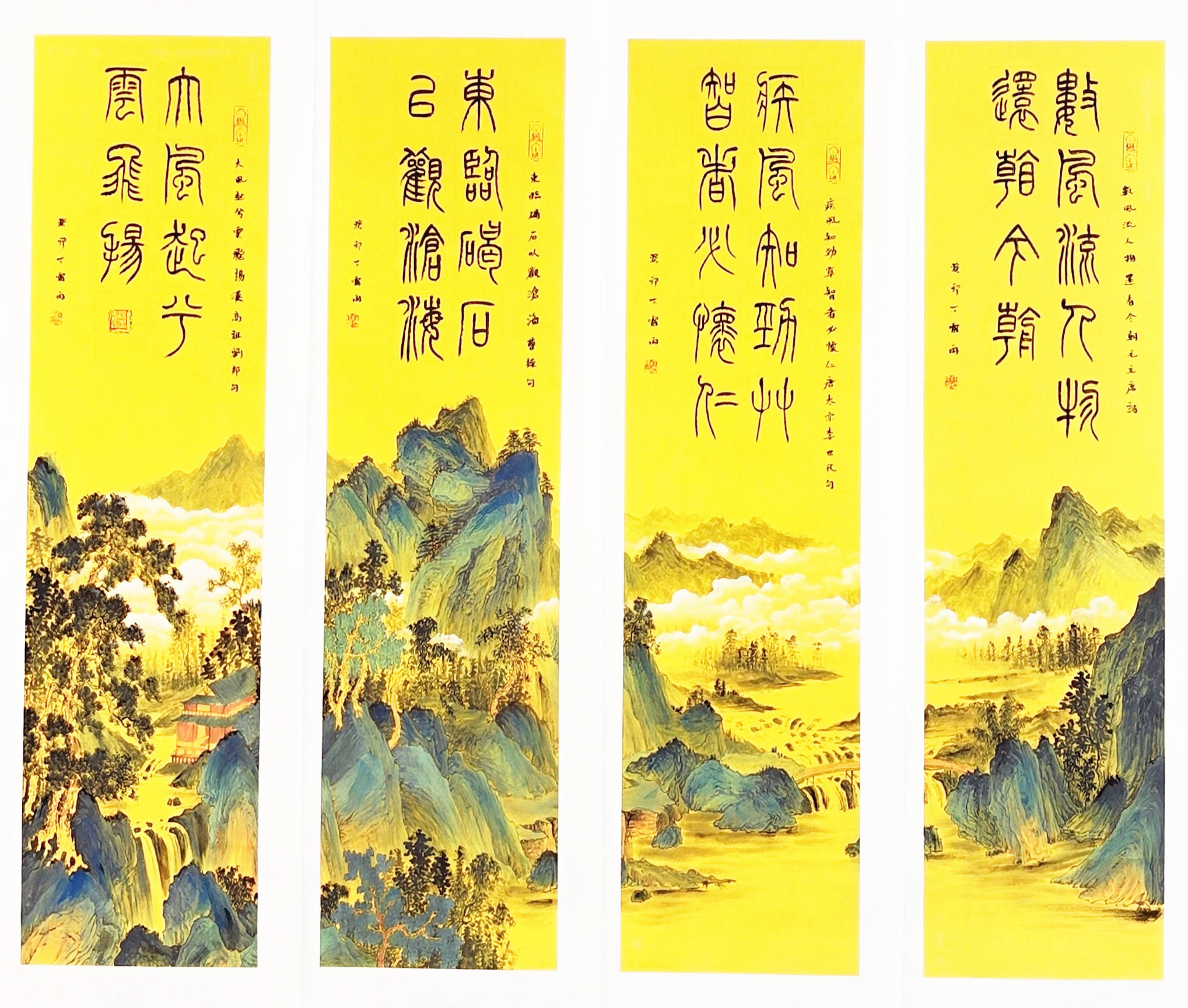 家丁雷雨老师的杰作《帝王诗词四条屏》被法国卢浮宫博物馆隆重收藏