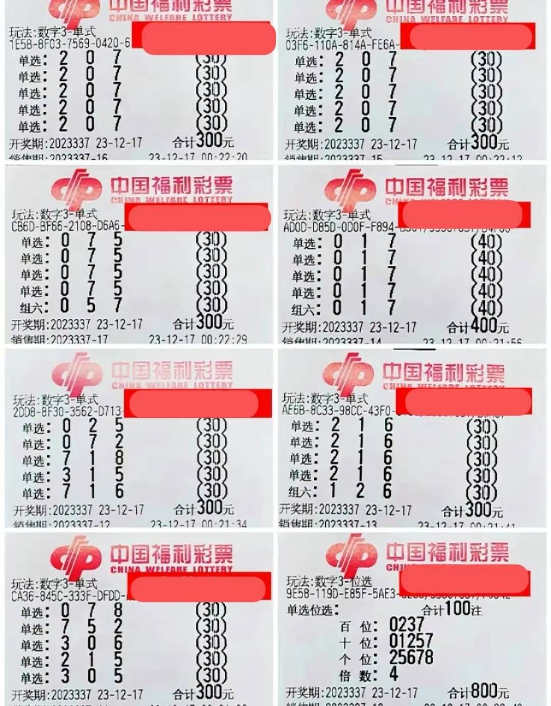 福彩3d337期晒票分享:努力决定成就,付出引领成功的