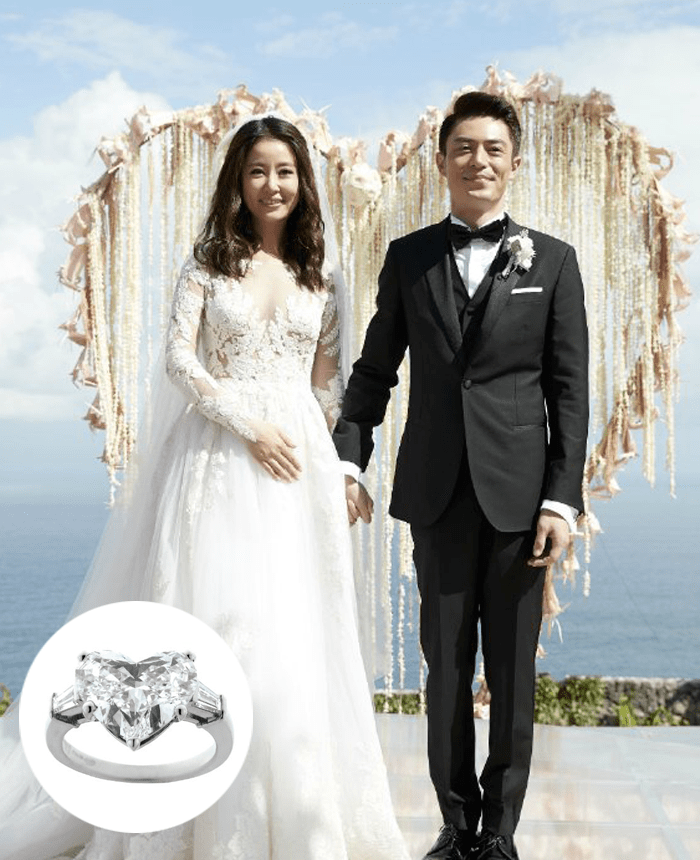 03克拉的心形钻戒,心形钻跟林心如逆龄女神的气质很搭