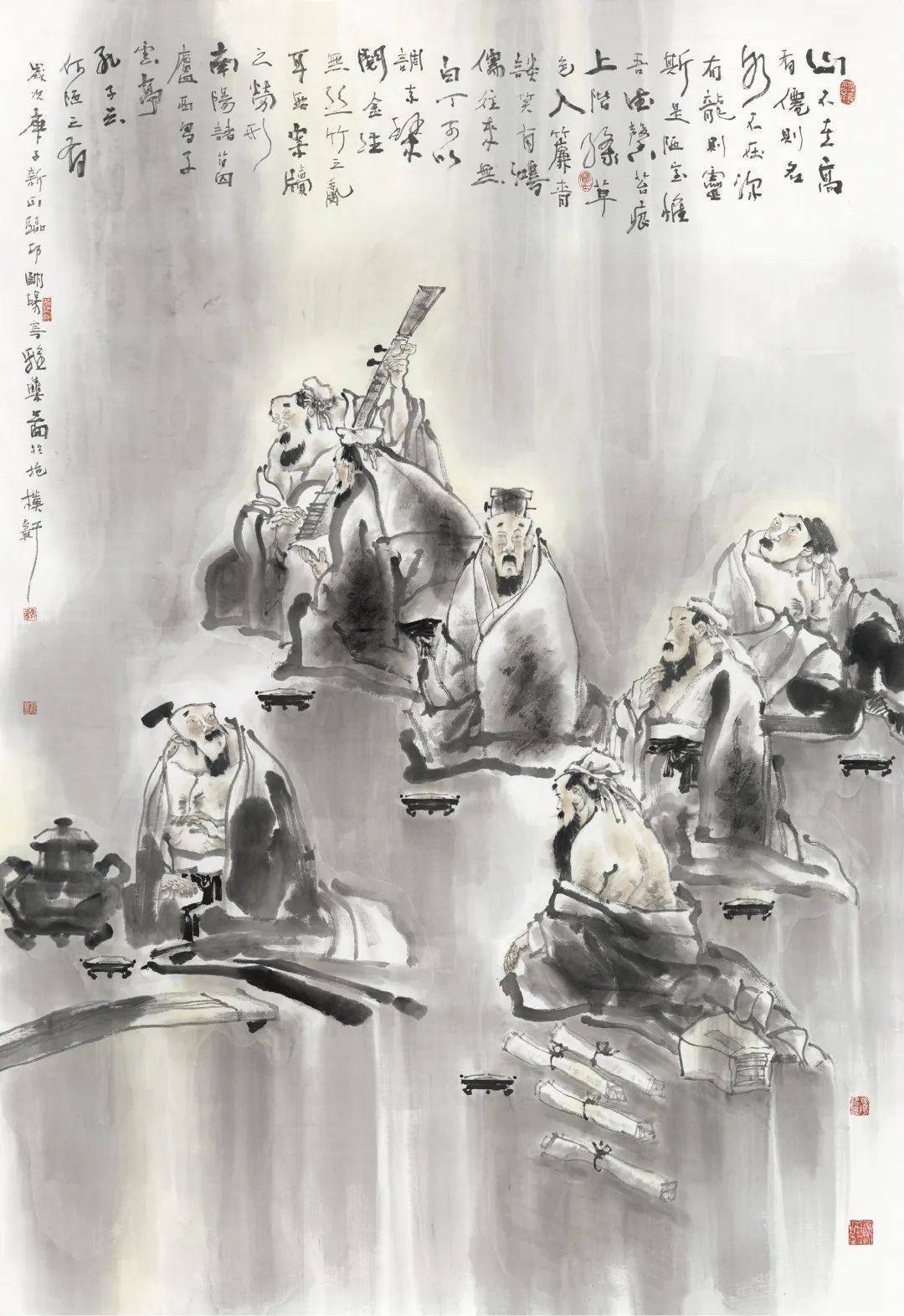 魏明阳雅集图208cm×143cm李 杰山间院落155cm×96cm侯文华踏歌行93cm