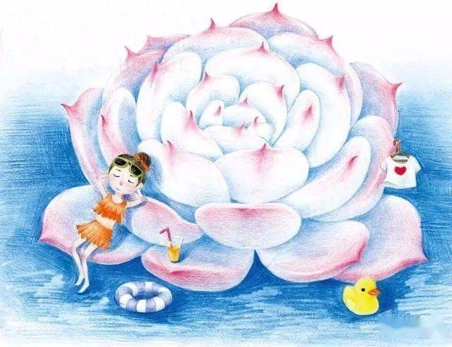 彩铅少女与多肉结合的插画将是一种怎样美好的效果