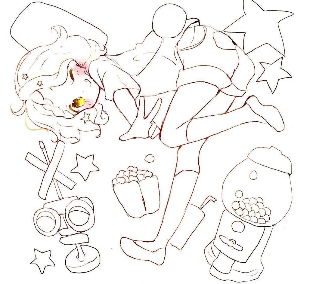 绘画素材分享线稿分享第2期新手练习动漫萝莉风少女线稿84p