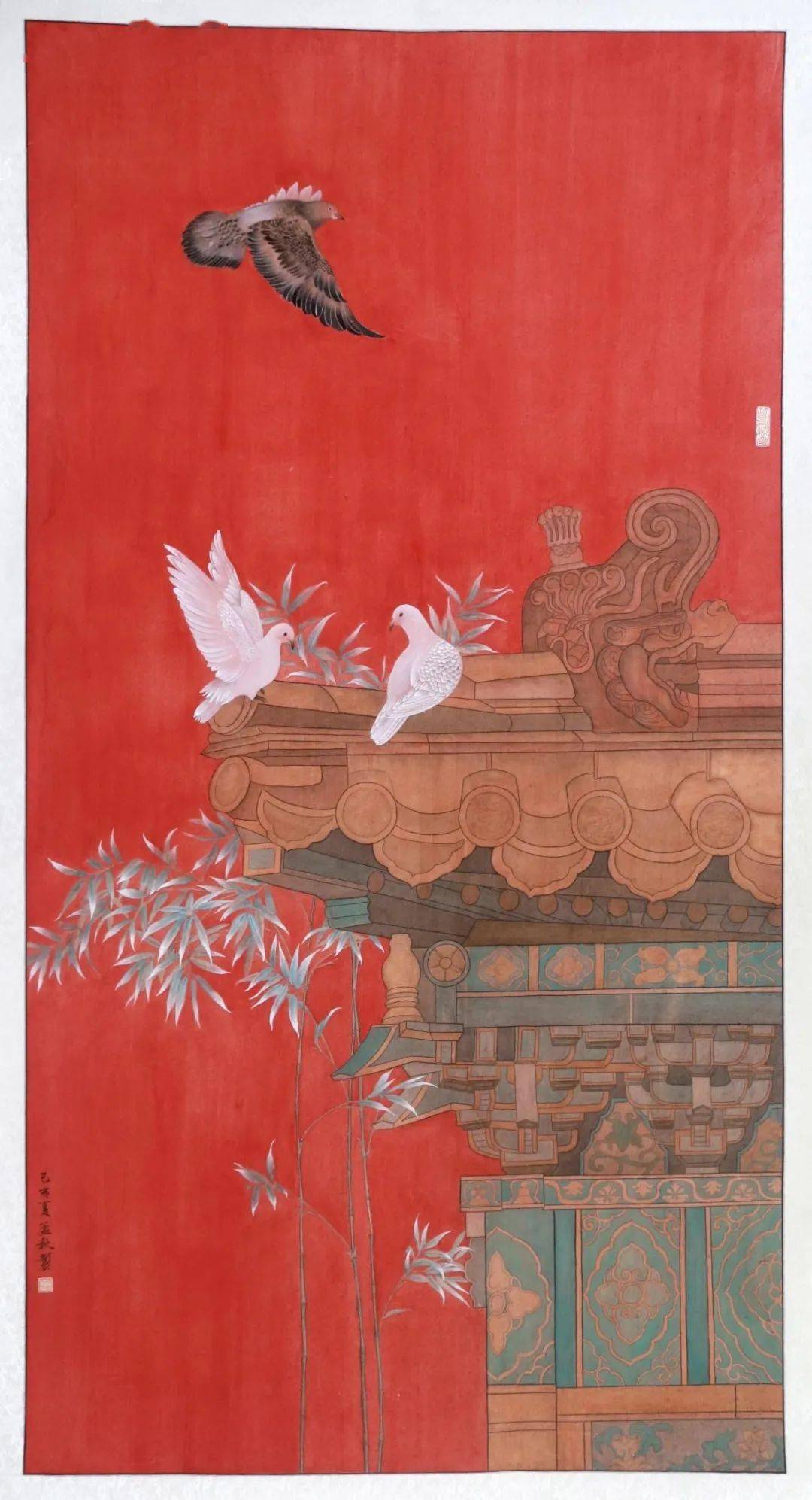 漆画银丽 《船》 油画史越 《消毒》 油画赵雪淇《战疫》国画王雪霏