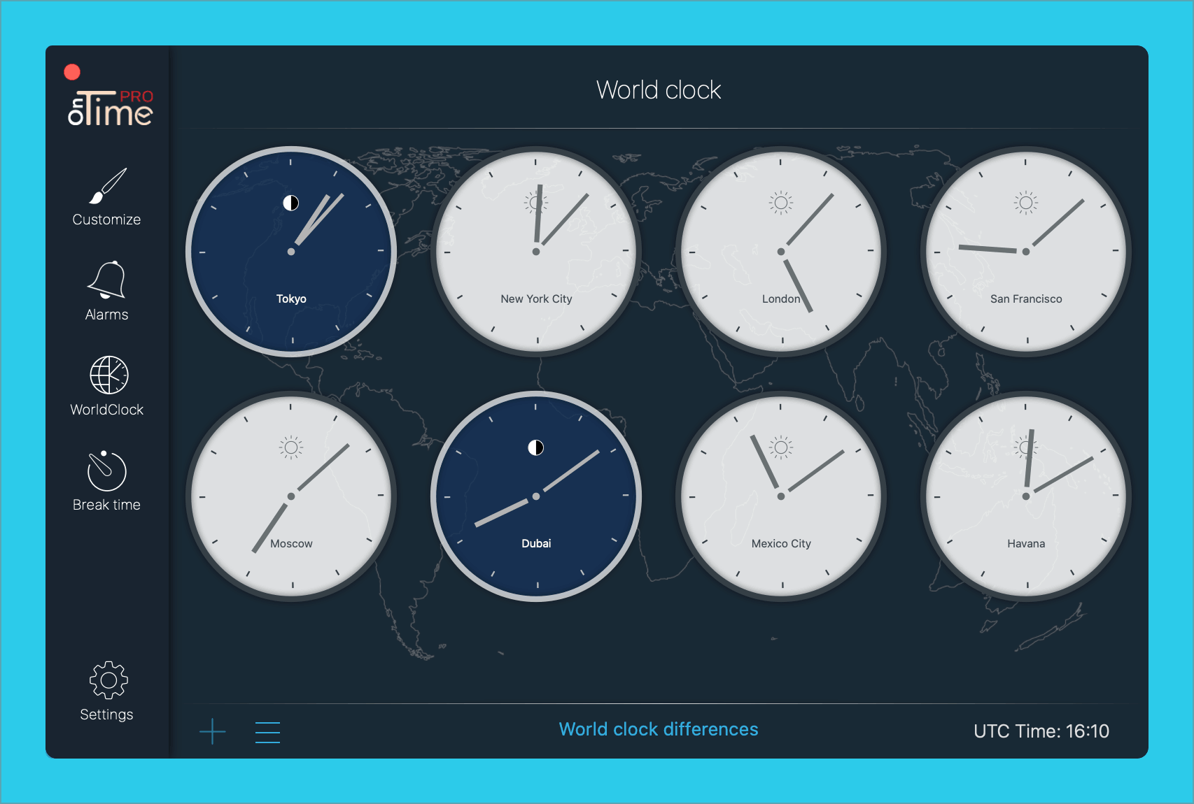 ontimepro集懸浮時鐘鬧鐘世界時鐘三位一體的時間追蹤軟件