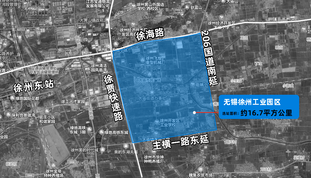 7平方公里,東至206國道南延,南至規劃主橫一路東延,西至東湖大道(徐賈