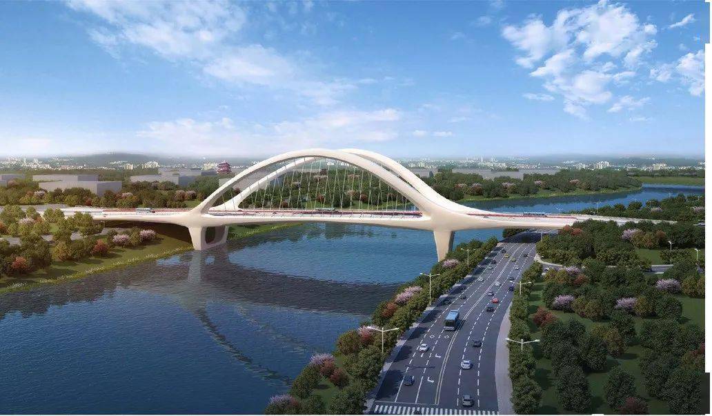 (东鹿大桥日景效果图)(东鹿大桥夜景效果图)东鹿大桥梁拱组合桥,形式