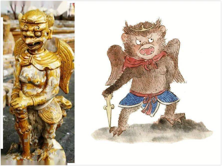 左为故宫行什,右为《故宫里的大怪兽》中行什形象故宫建筑上,大门上