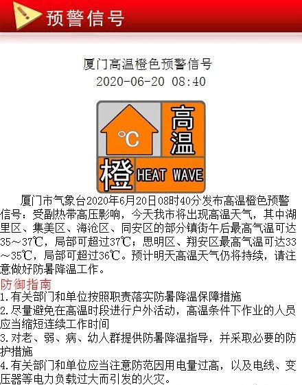 廈門熱破紀錄,連發高溫預警!