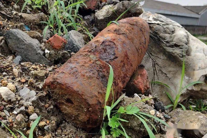 炮弹长42公分,直径13公分,是一枚战争时期发射但 未 引爆的加农炮哑弹