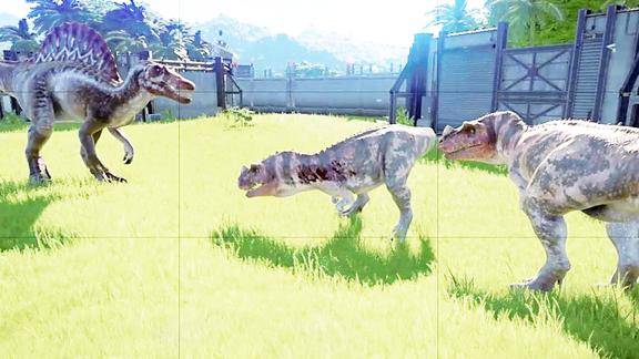 侏罗纪世界进化角鼻龙vs棘龙