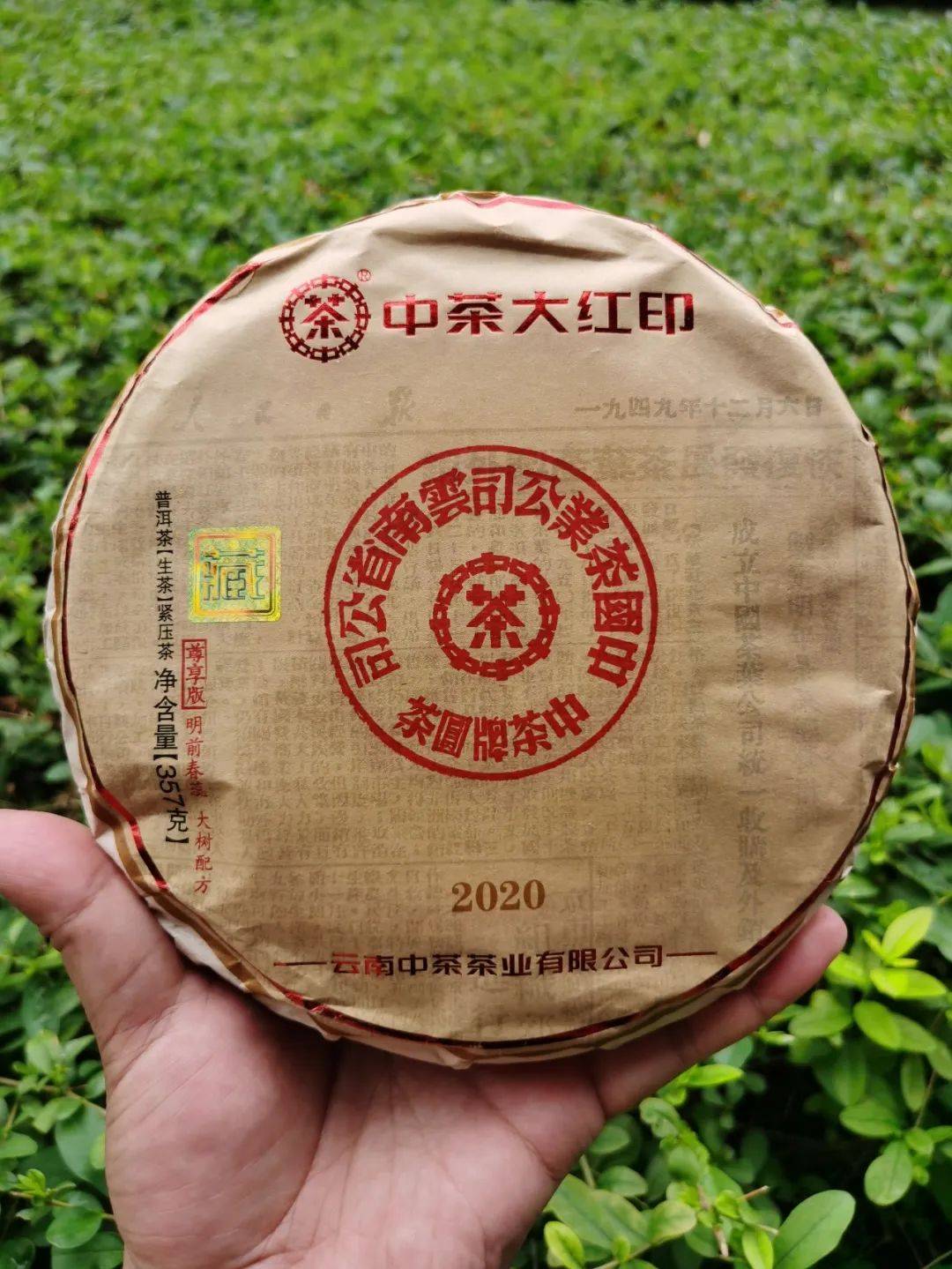 中茶牌2020年中茶大红印尊享版生茶