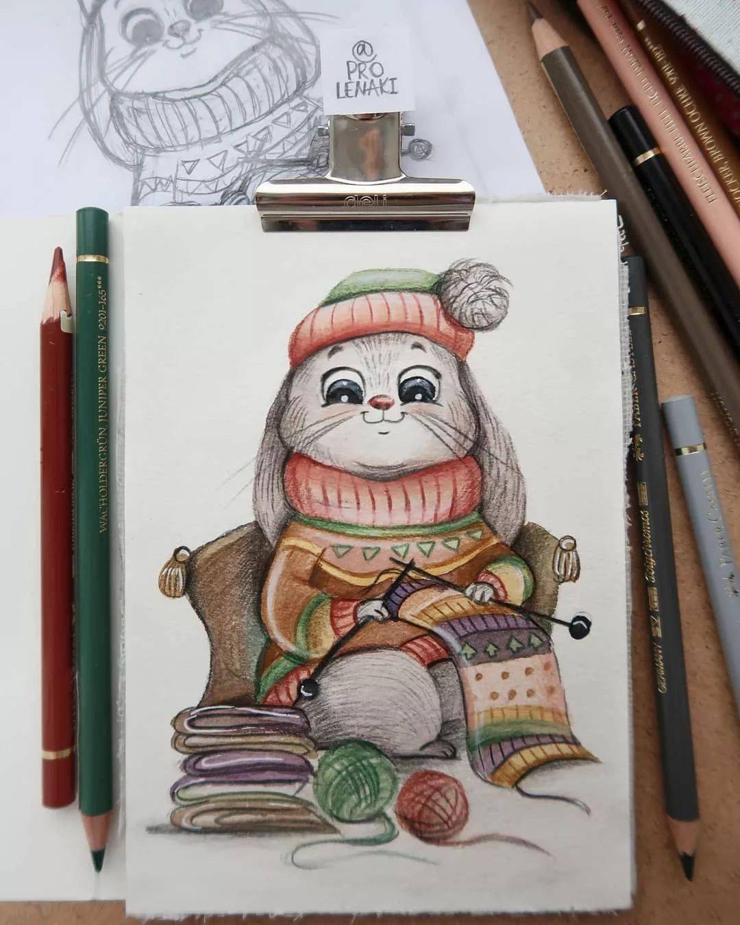 治愈系彩铅水彩插画 童画风