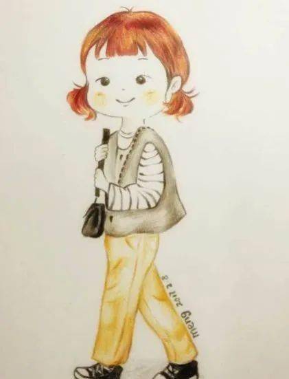 彩铅卡通人物教程| 可爱的小女郎,愿你所有的快乐,都无需假装_铅笔