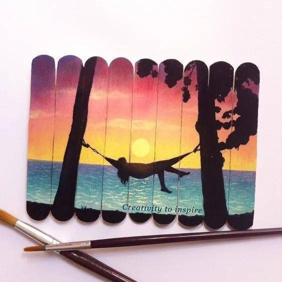 只需一步……,你也能在牙签上画超美风景画_竹签