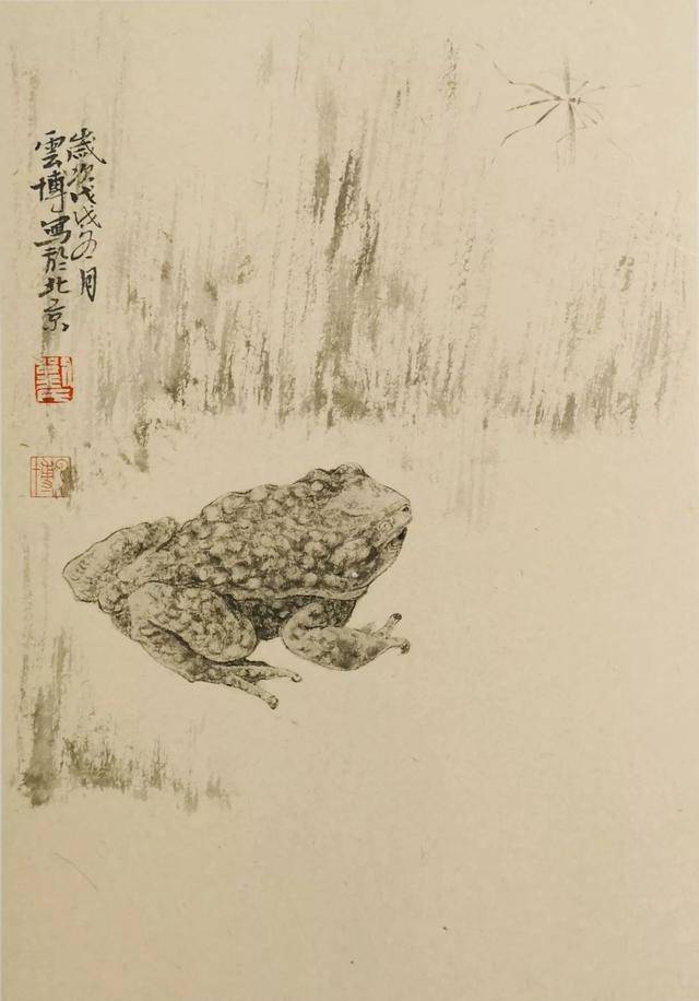 他的花鸟画用水墨写清新以素净为高贵