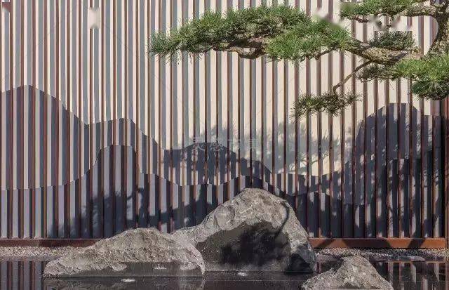 77个山水景墙su模型,探秘你心里的一轮明月两块山石