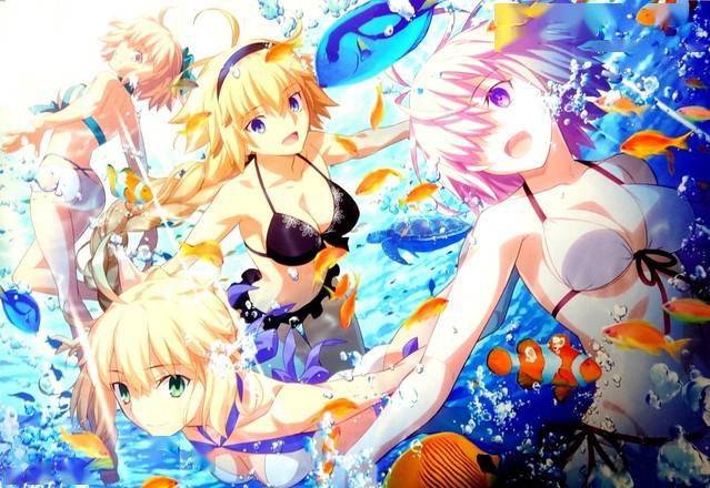 「fgo」五周年"看板娘大集合"纪念绘