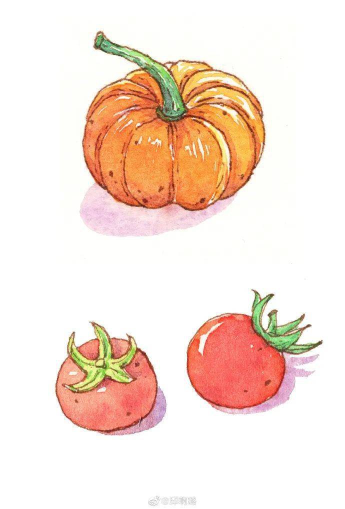 淡彩简单好画的美食小物