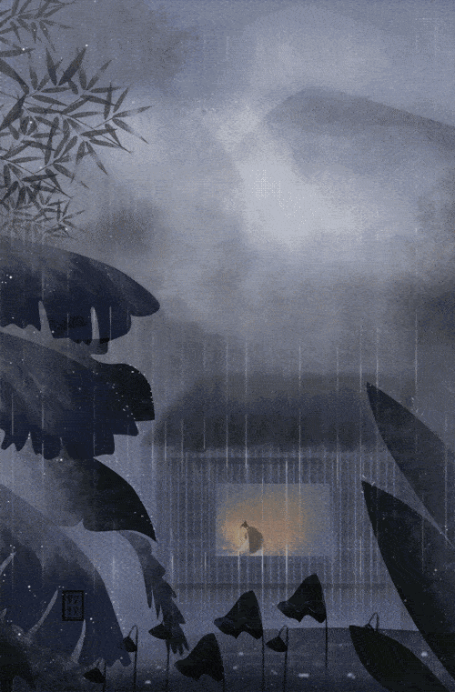 夜雨寄北国画作品图片