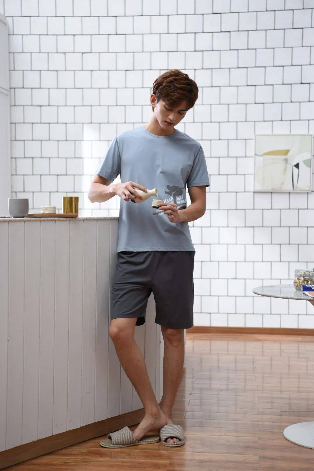 简约日系男士短袖短裤可外穿家居服!