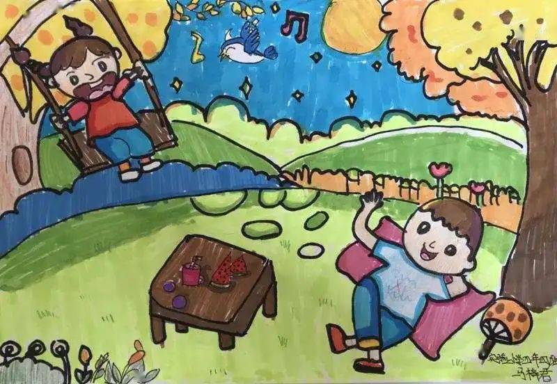 美育促成长"——记实验小学《我向往的暑假》儿童画线上征集活动