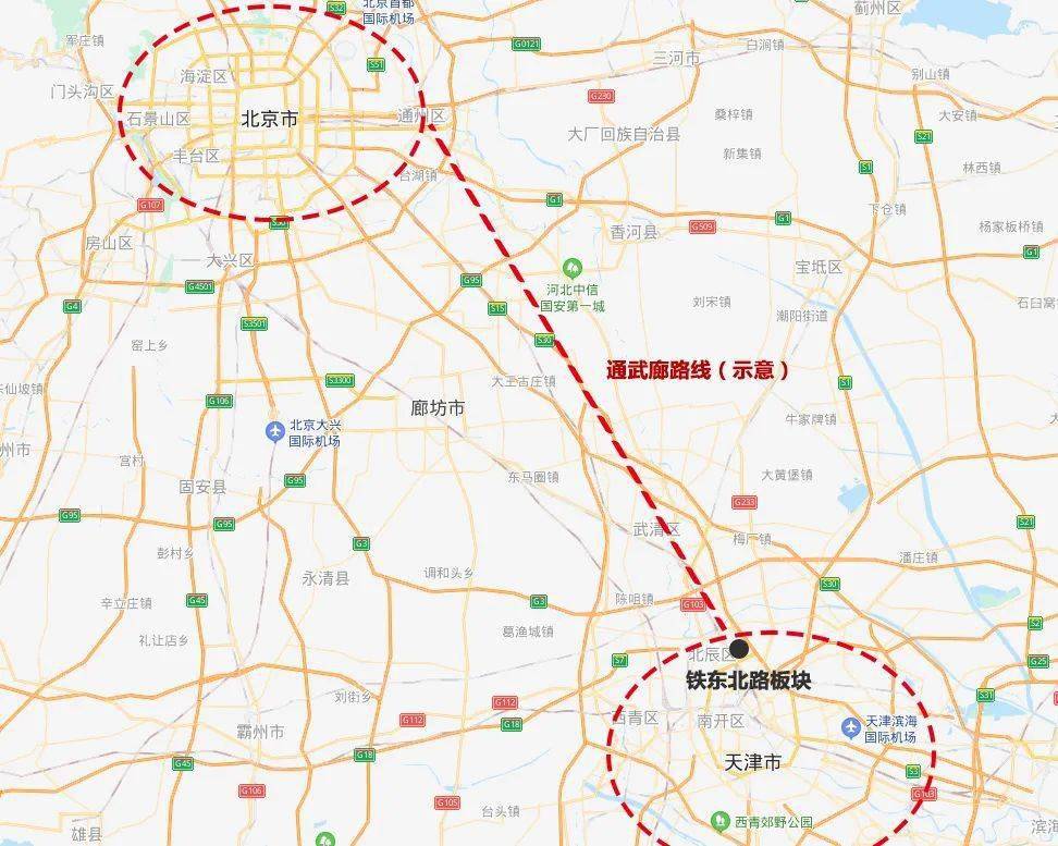 也就是说,如果从天津市区乘坐地铁换乘通武廊,是必须要经过铁东北路
