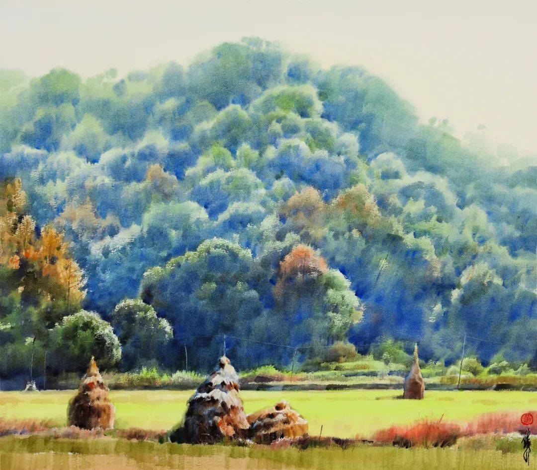 此次展览展出的馆藏作品有出自关广志,潘思同等老一辈水彩名家之手