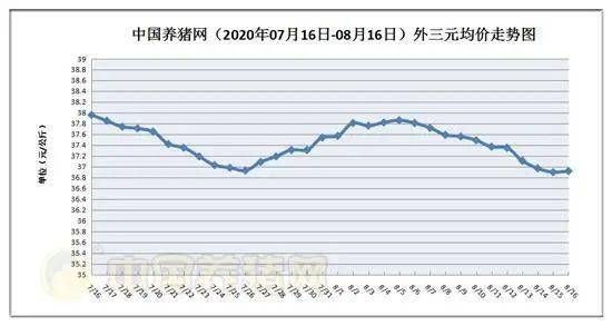 2020年08月16日-中國養豬網生豬(外三元)均價走勢圖