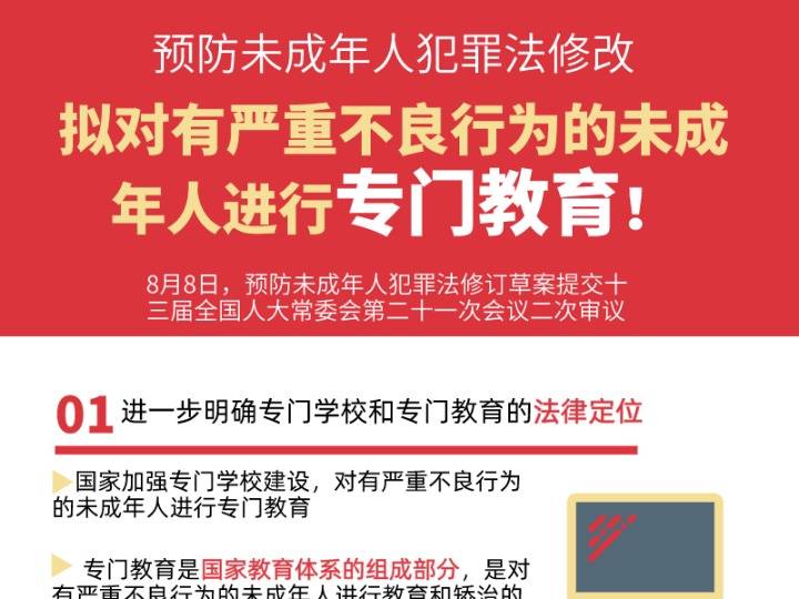 聚焦预防未成年人犯罪法修改拟对有严重不良行为的未成年人专门教育