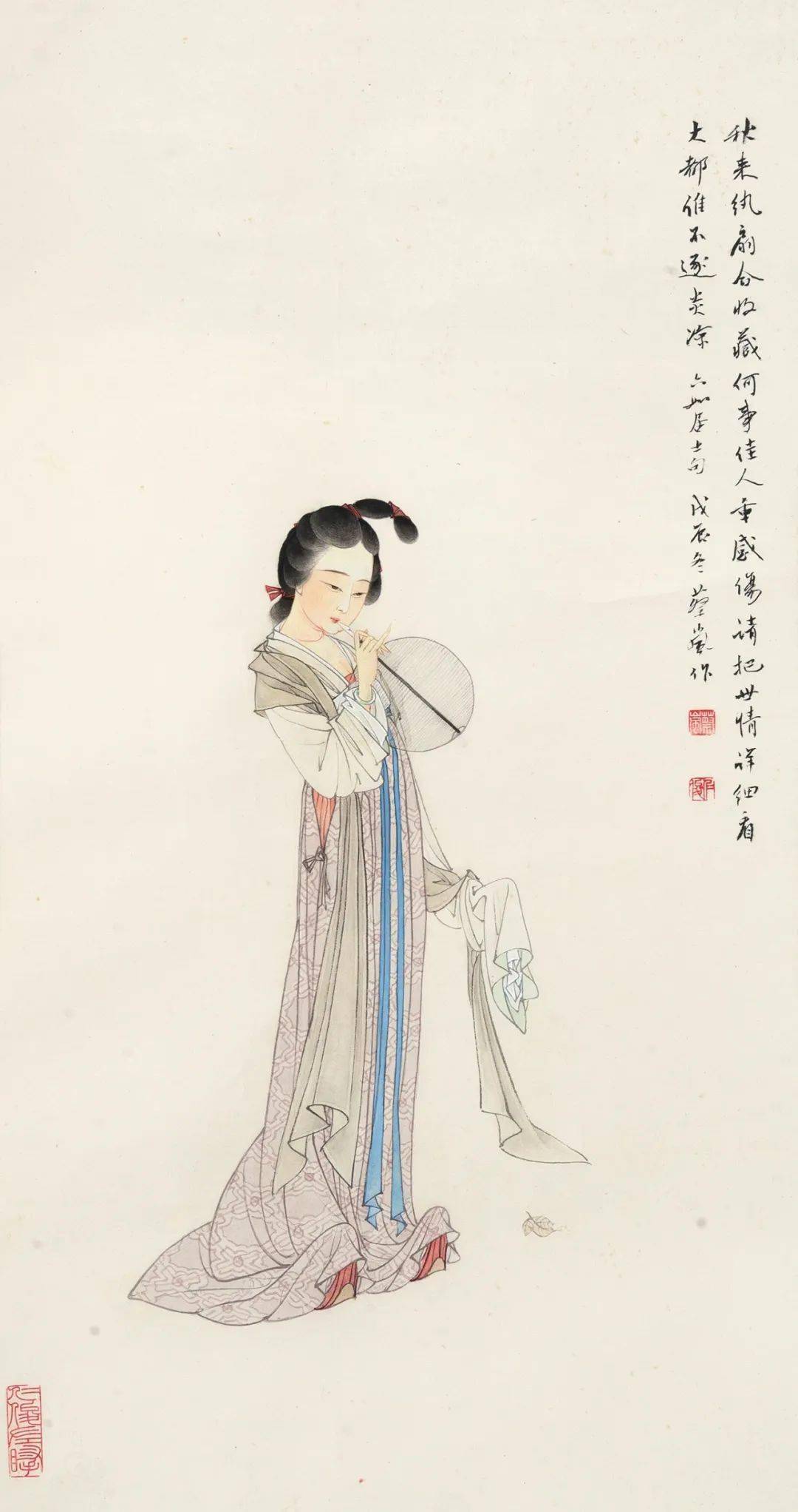 蔡岚的传统仕女画20图这线条实在太迷人