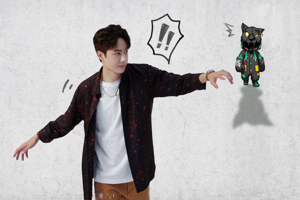 王一博快乐大本营侧拍花絮照公开一豹和他的小黑豹同框啦