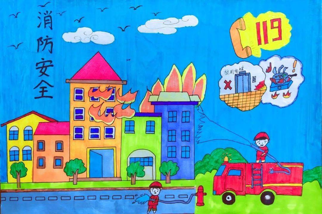 小小消防员儿童绘画小朋友眼中的消防世界