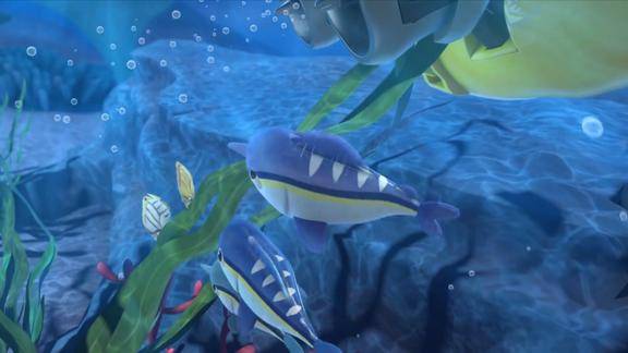 百变校巴歌德被水草缠住在关键时刻剑鱼宝宝们过来帮忙