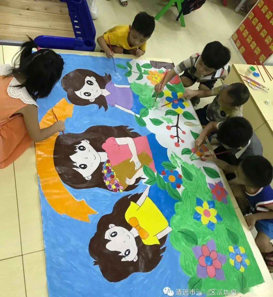 知秋九月,芳华共启——东城街启稚幼儿园教师节集体绘画活动_happy